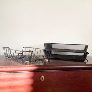 Lot of 3 EUC Brenton Studio Black Wire Paper / Letter Desk Trays